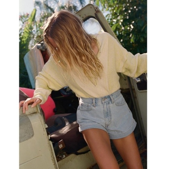 Free People Lemonade Stand Yellow V Neck Knit Sweater - Picture 12 of 15